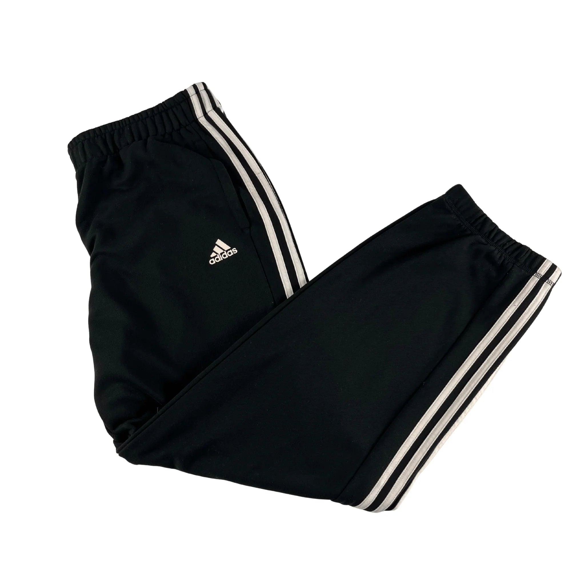 Adidas Jogginghose Vintage baggy weisse steifen schwarze Trackpants mit elastischem Bund