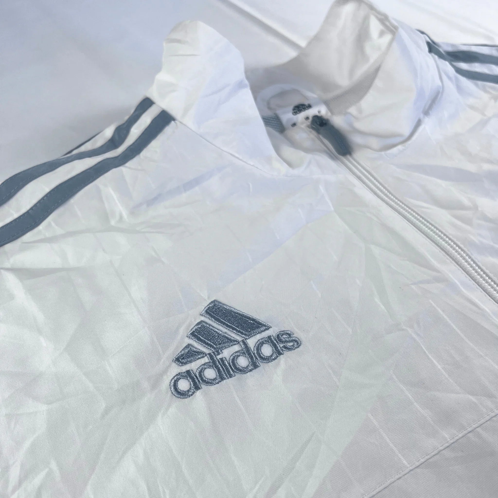 Adidas Track Jacket vintage jacke weiß 90er baggy trainingsfit mit Reißverschluss und Logo