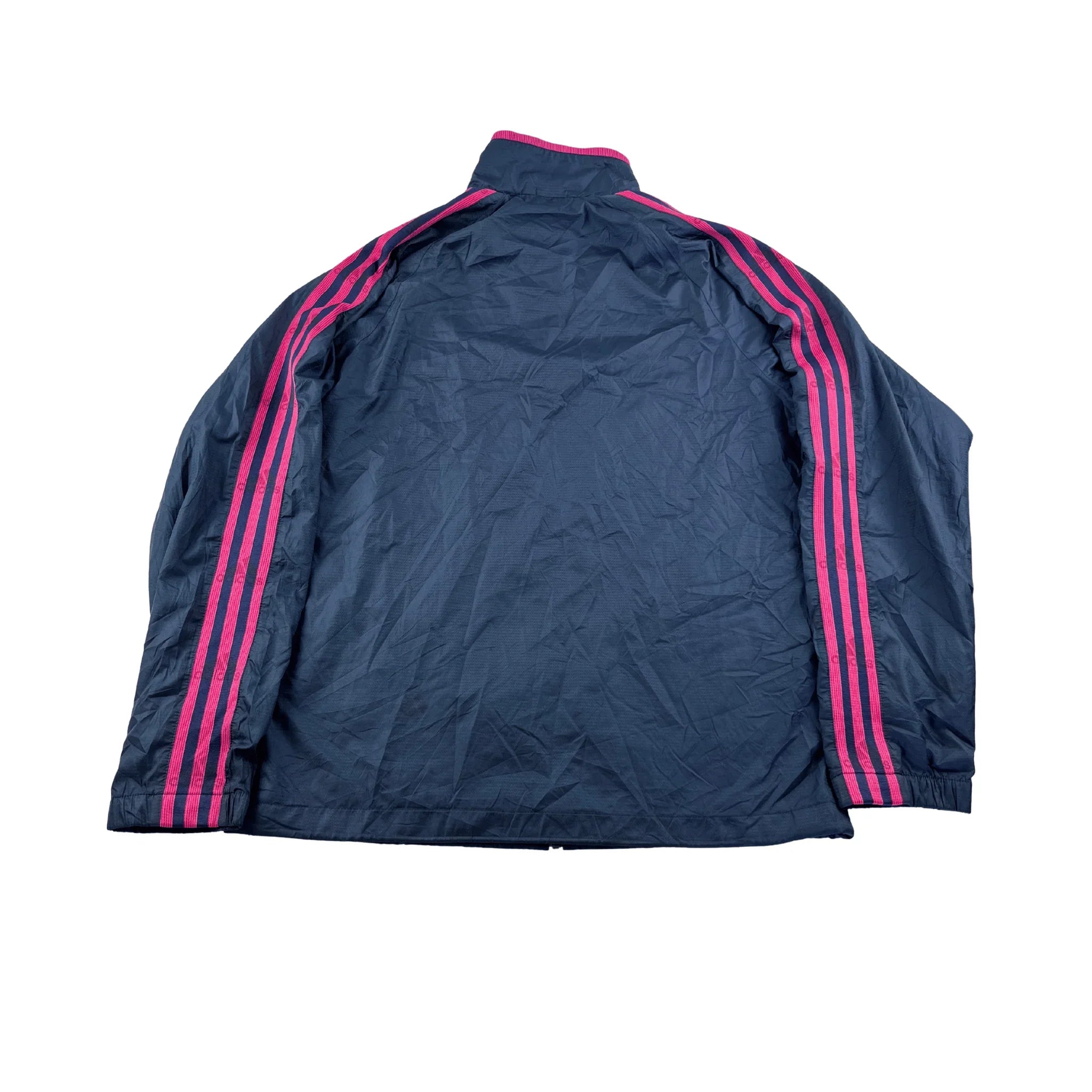 Adidas Trainingsjacke Damen Vintage in Dunkelblau mit pinken Streifen von Kickvault