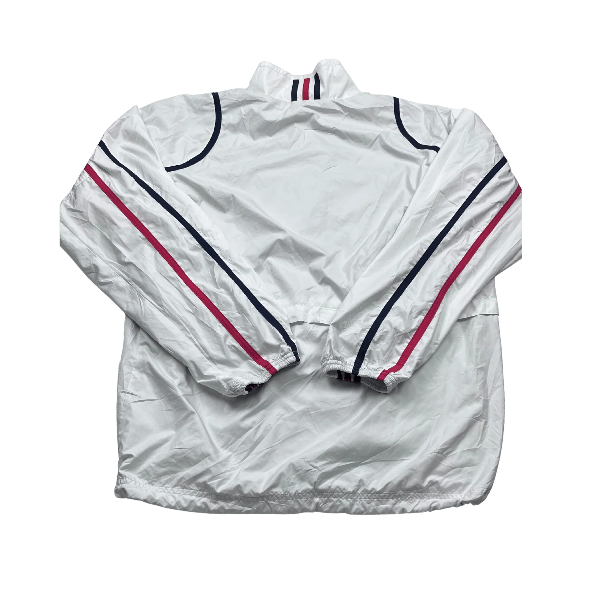 Weiß adidas trainingsjacke vintage mit roten und blauen Streifen auf den Ärmeln von Kickvault