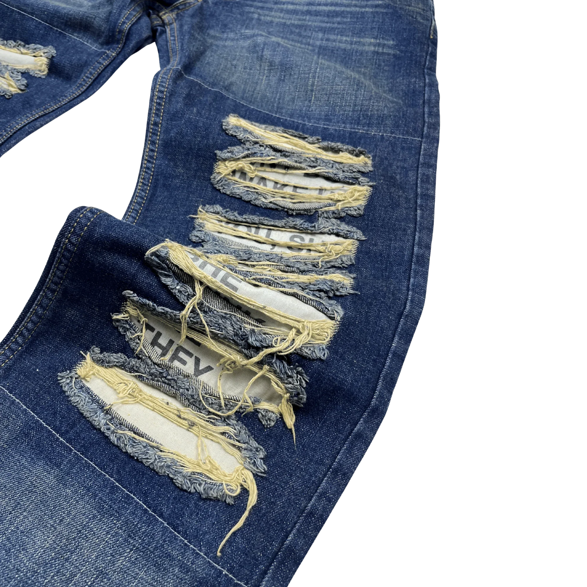 Kickvault Dolce & Gabbana Jeans Vintage Ripped in Blau mit ausgefransten, zerrissenen Partien und Vintage-Look
