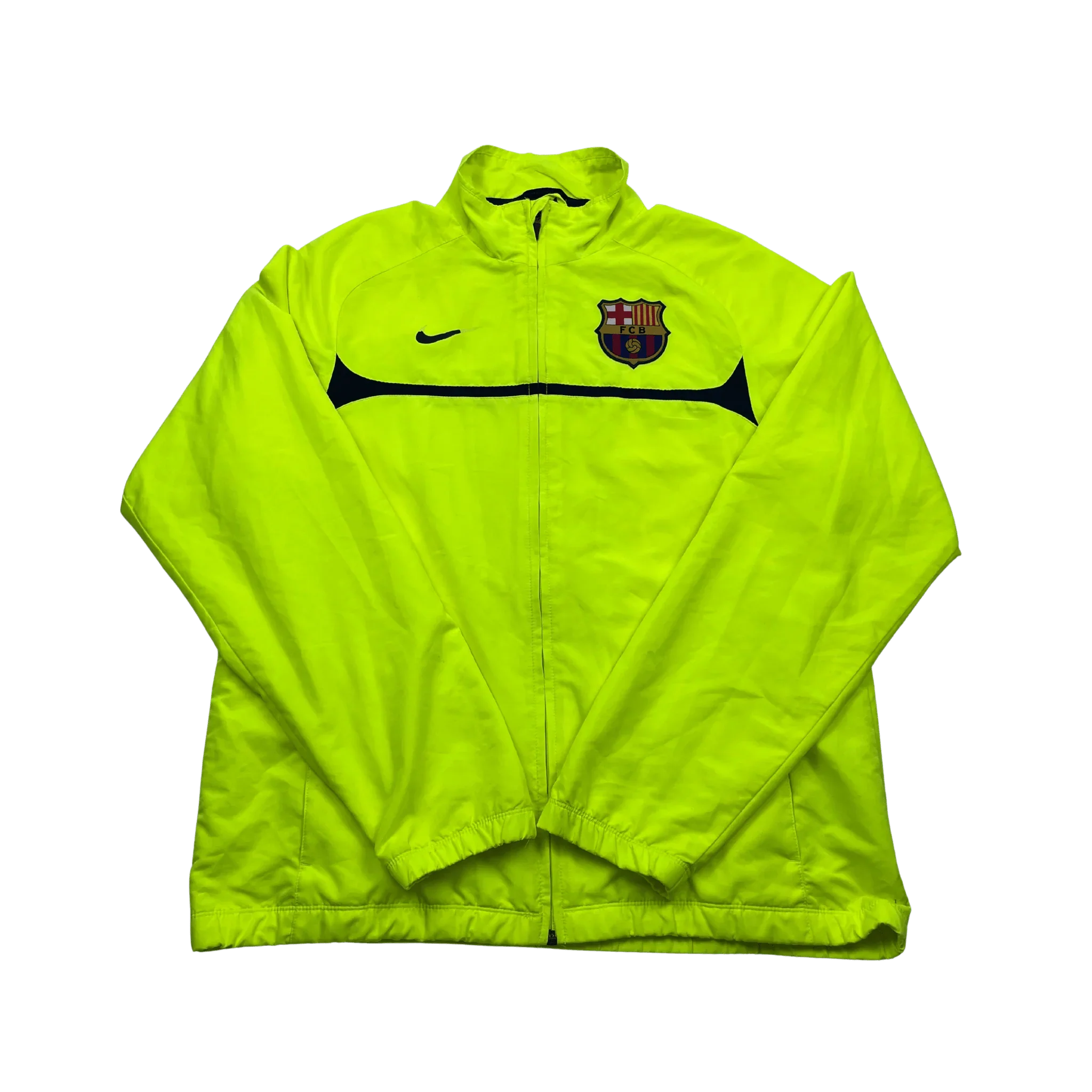 Gelbe Nike Barcelona Trainingsjacke vintage mit Reißverschluss und Logo auf der Brust