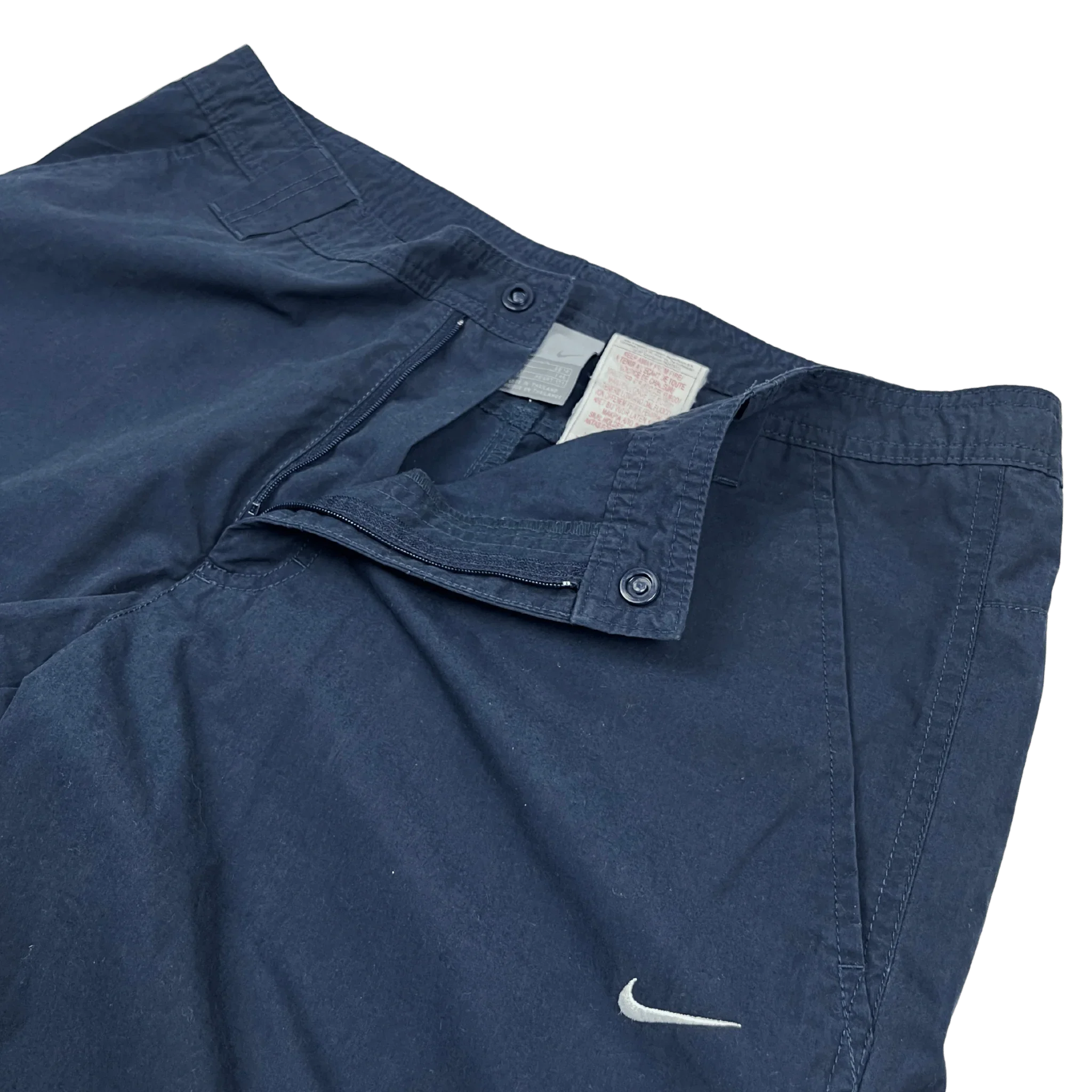 Nike Cargo Trackpants vintage von Kickvault in Marineblau mit weißem Nike Swoosh Logo