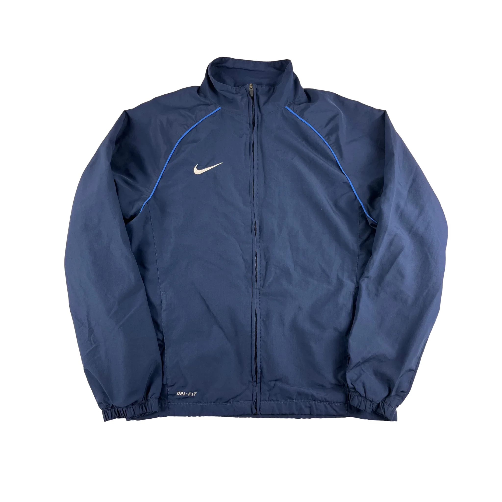 Nike Dri-Fit Trainingsjacke vintage Blau mit Reißverschluss und langärmligem Design für sportliche Aktivitäten