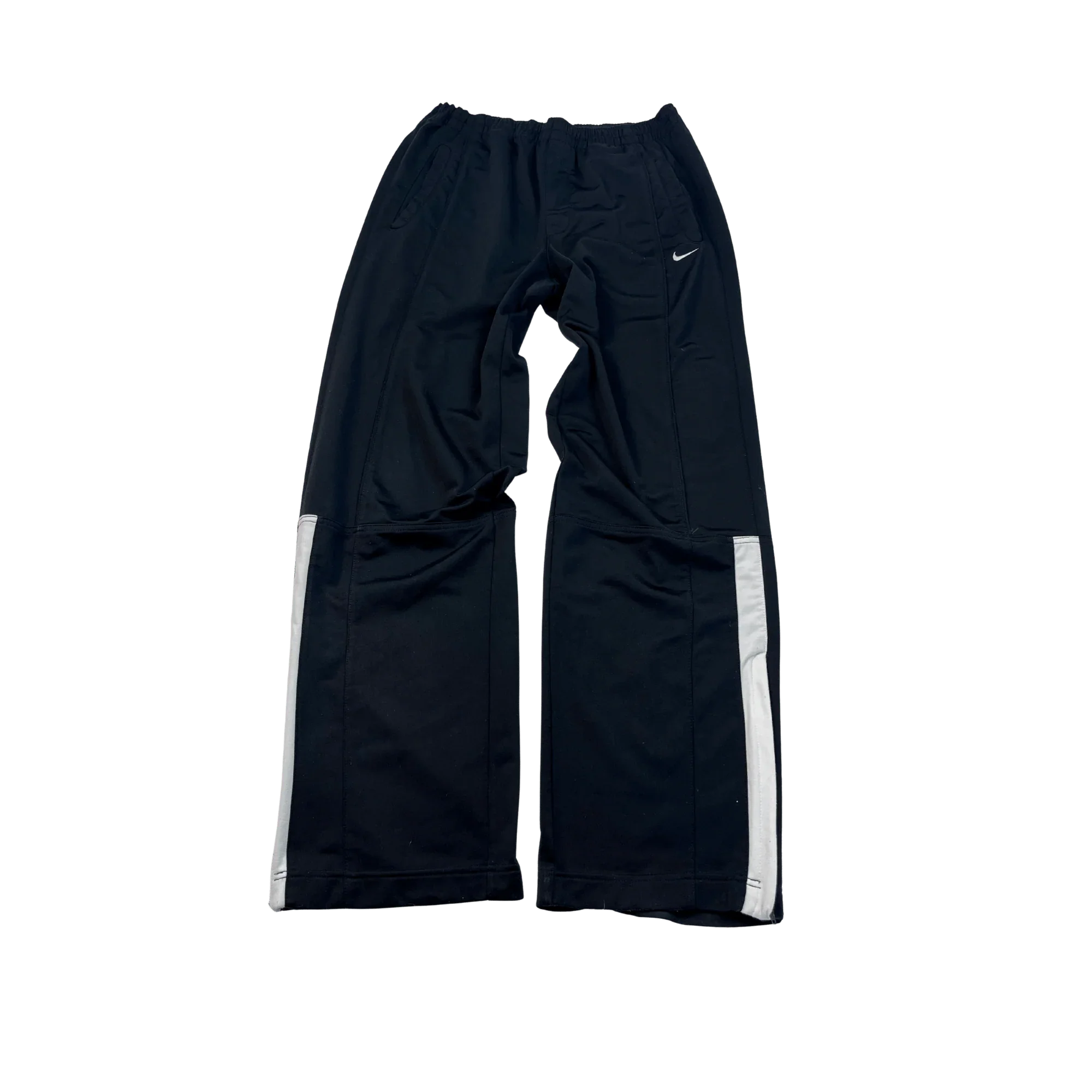 Limitierte Nike Streetwear Hose von Kickvault in Schwarz mit weißem Seitenstreifen und lockerem Schnitt