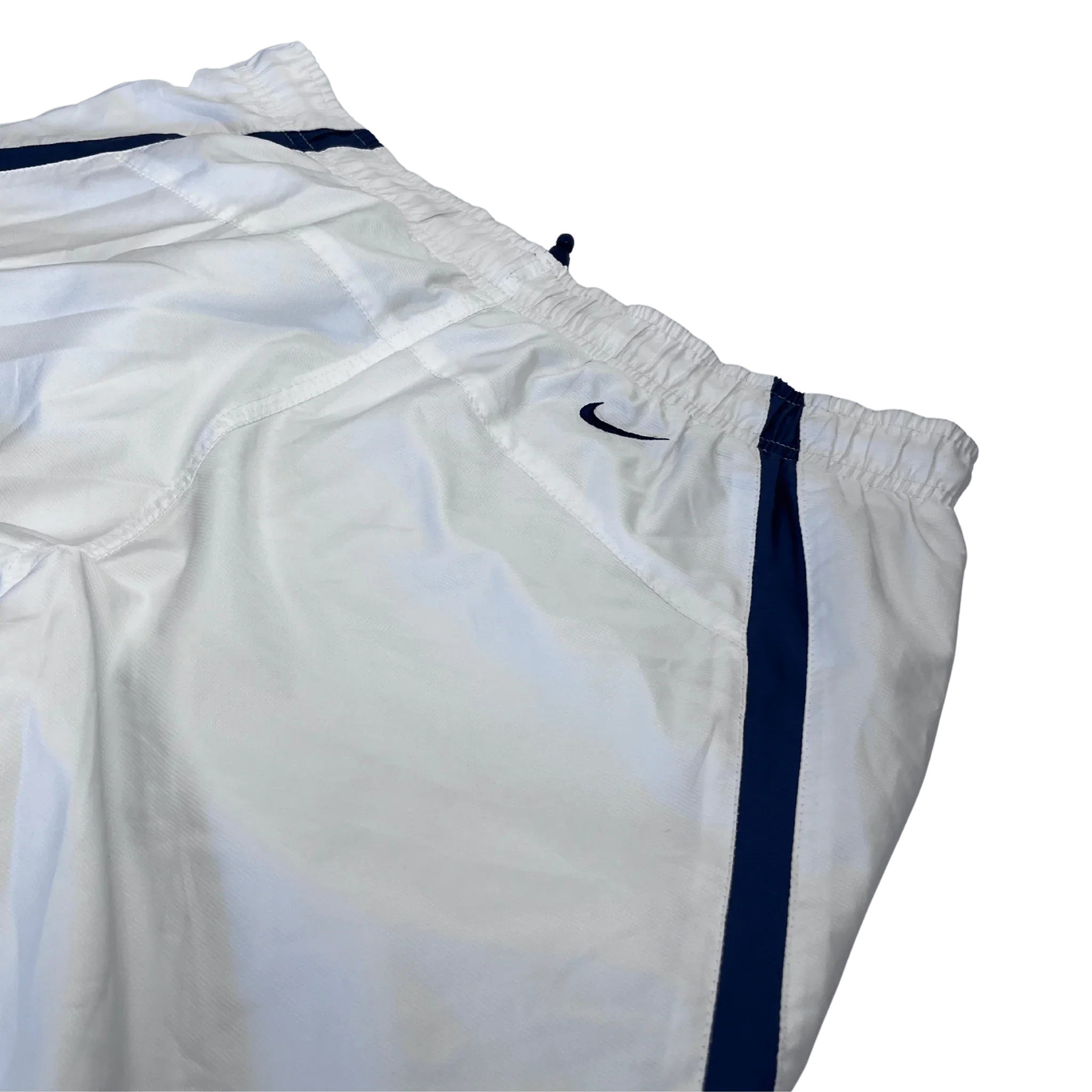 Nike TN Trackpants vintage rare baggy fit in Weiß mit blauen Streifen und elastischem Bund