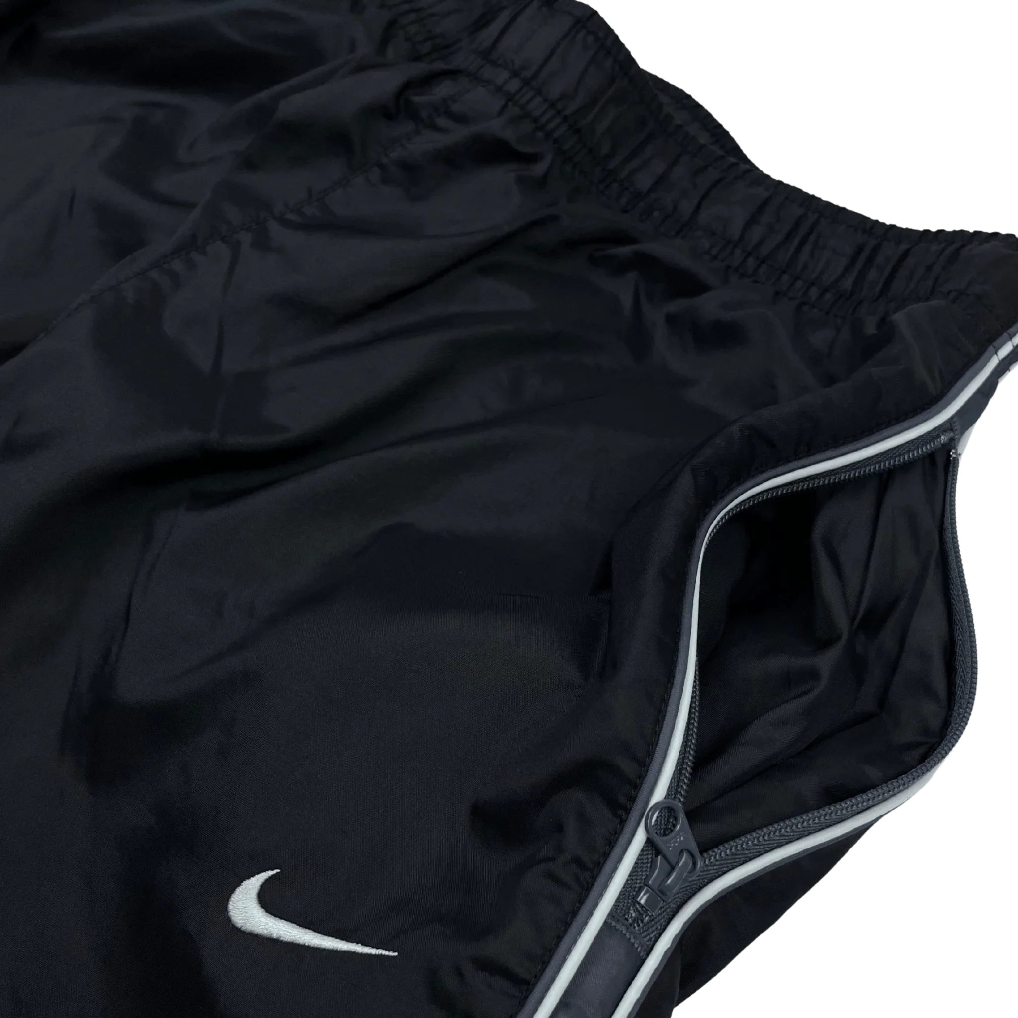 Kickvault schwarze nike trackpants baggy mit Reißverschlusstaschen und elastischem Bund