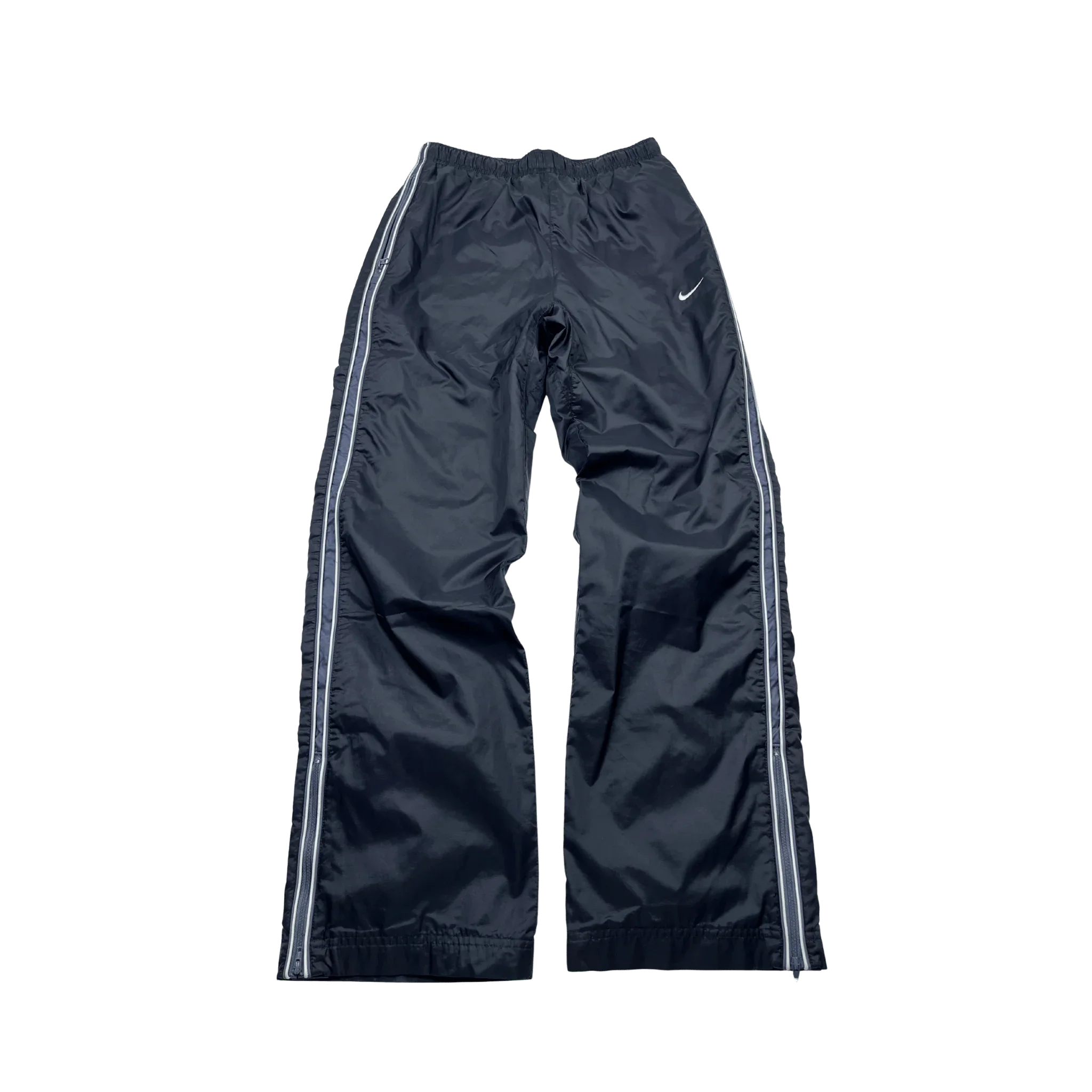 Nike trackpants baggy in dunkelblau von Kickvault mit weißen Streifen und elastischem Bund