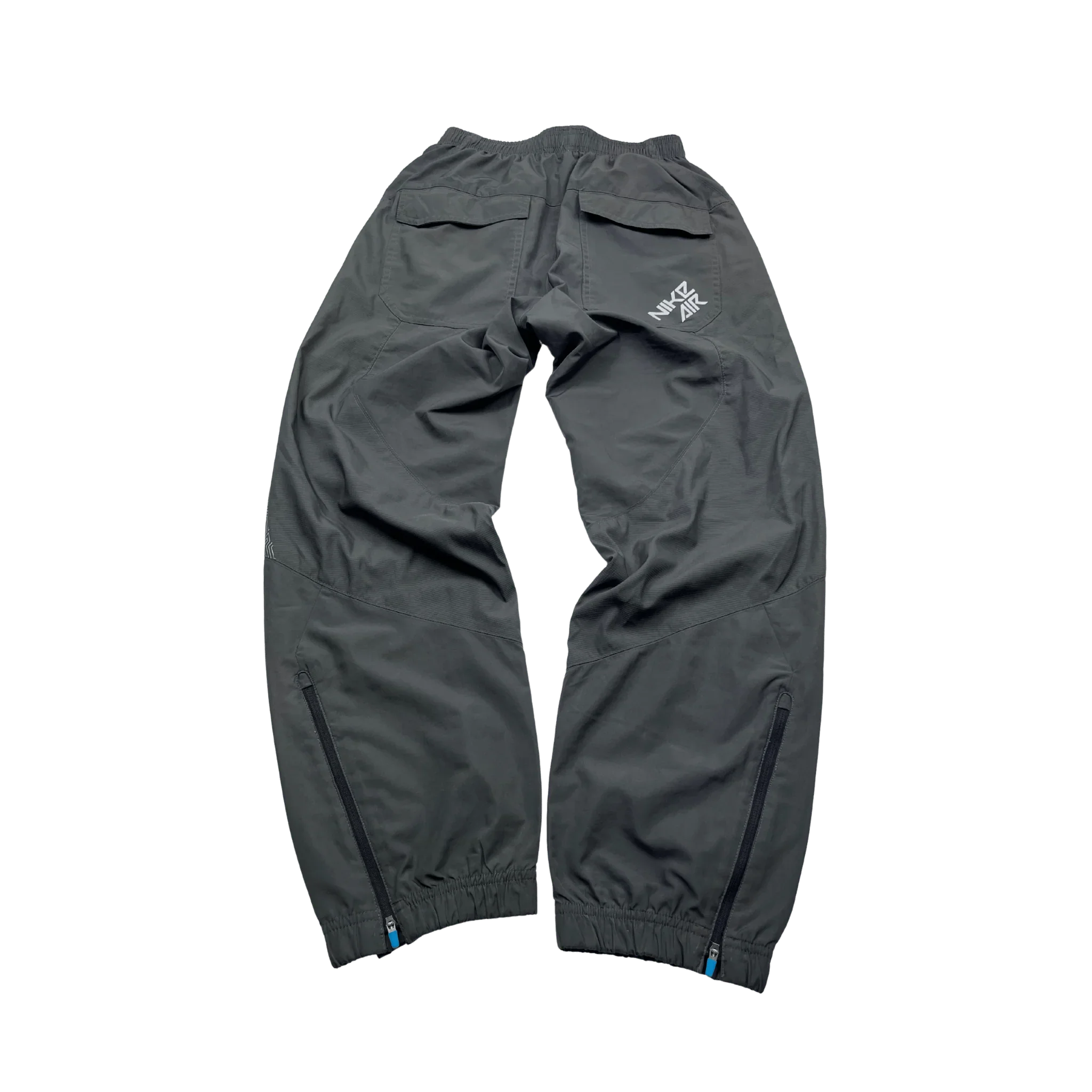 Nike Trackpants Vintage hellblauer swoosh schwarze Jogginghose mit Reißverschlüssen am Beinende