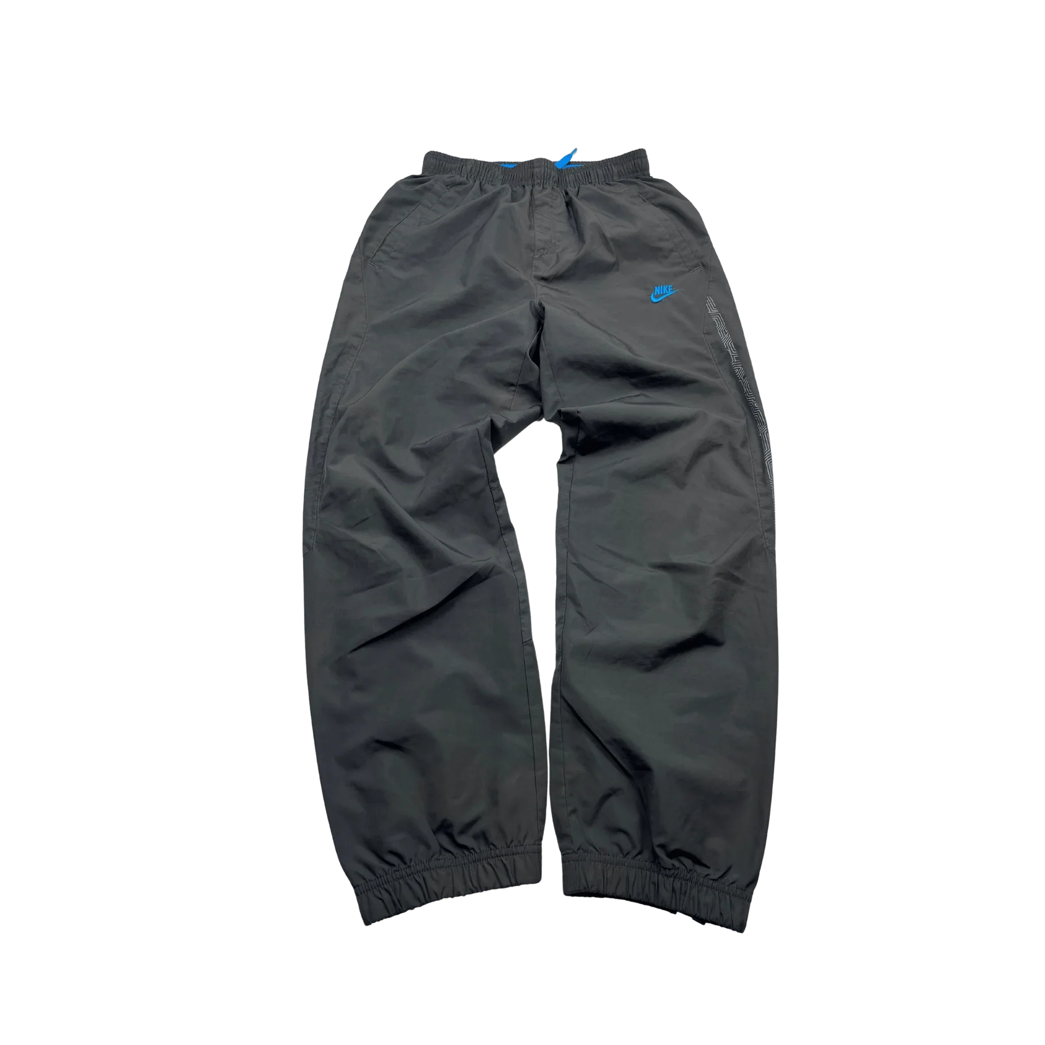 Nike Trackpants Vintage hellblauer swoosh schwarze Jogginghose mit elastischem Bund und Bündchen
