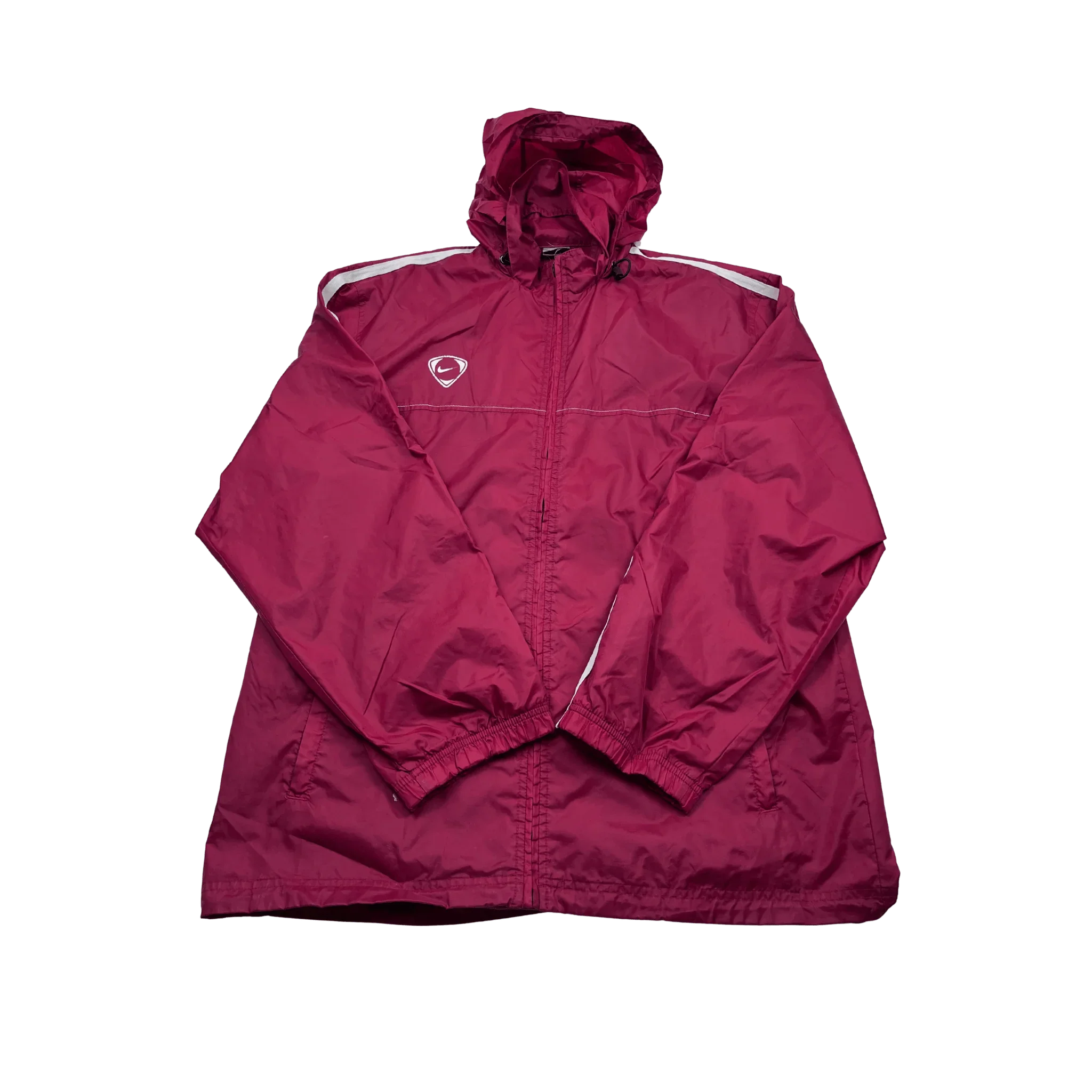 Nike Trainingsjacke Vintage in Bordeauxrot mit Kapuze und reflektierenden Details von Kickvault