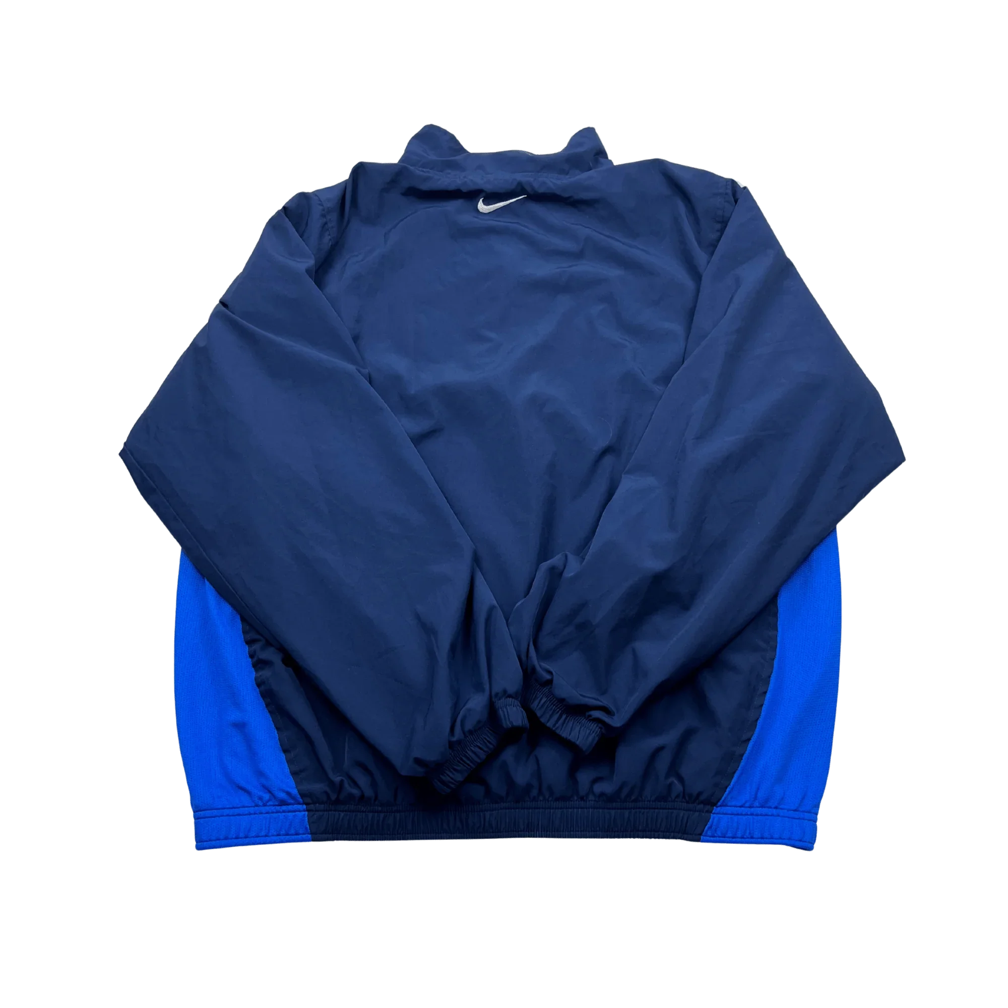 Nike Vintage Trainingsjacke blau oversize fit white swoosh von Kickvault mit blauem und schwarzem Design