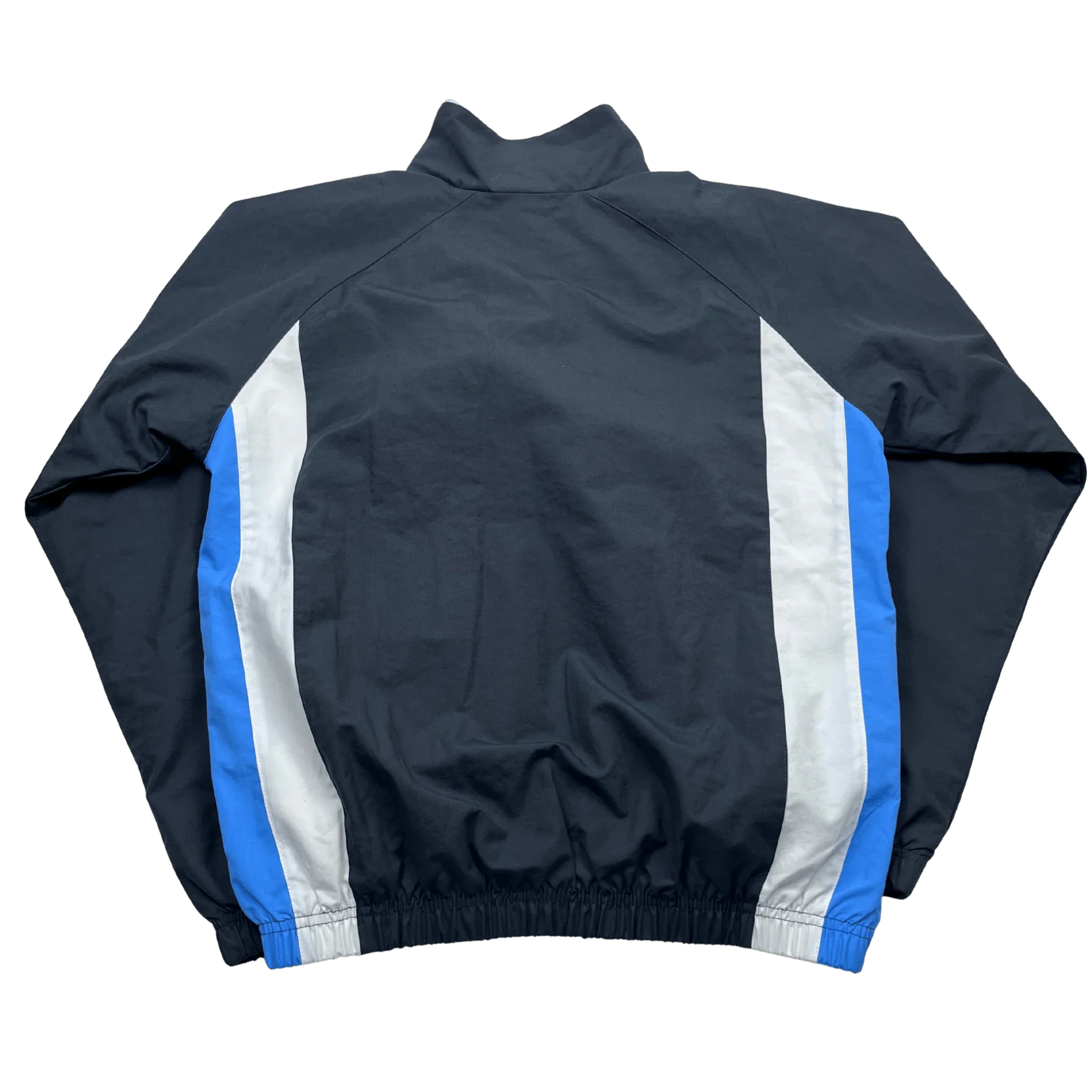 Nike Vintage Trainingsjacke grau weiß blau von Kickvault mit Retro-Stil und farbigen Seitenstreifen