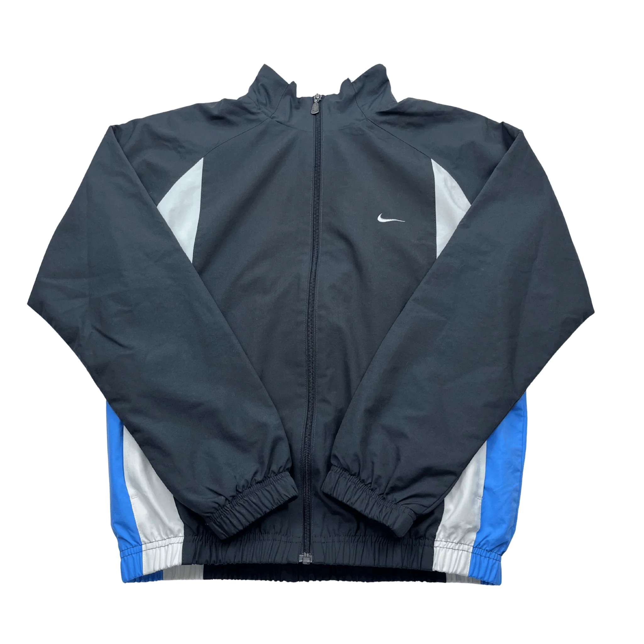 Nike Vintage Trainingsjacke grau weiß blau von Kickvault mit Reißverschluss und Retro-Design
