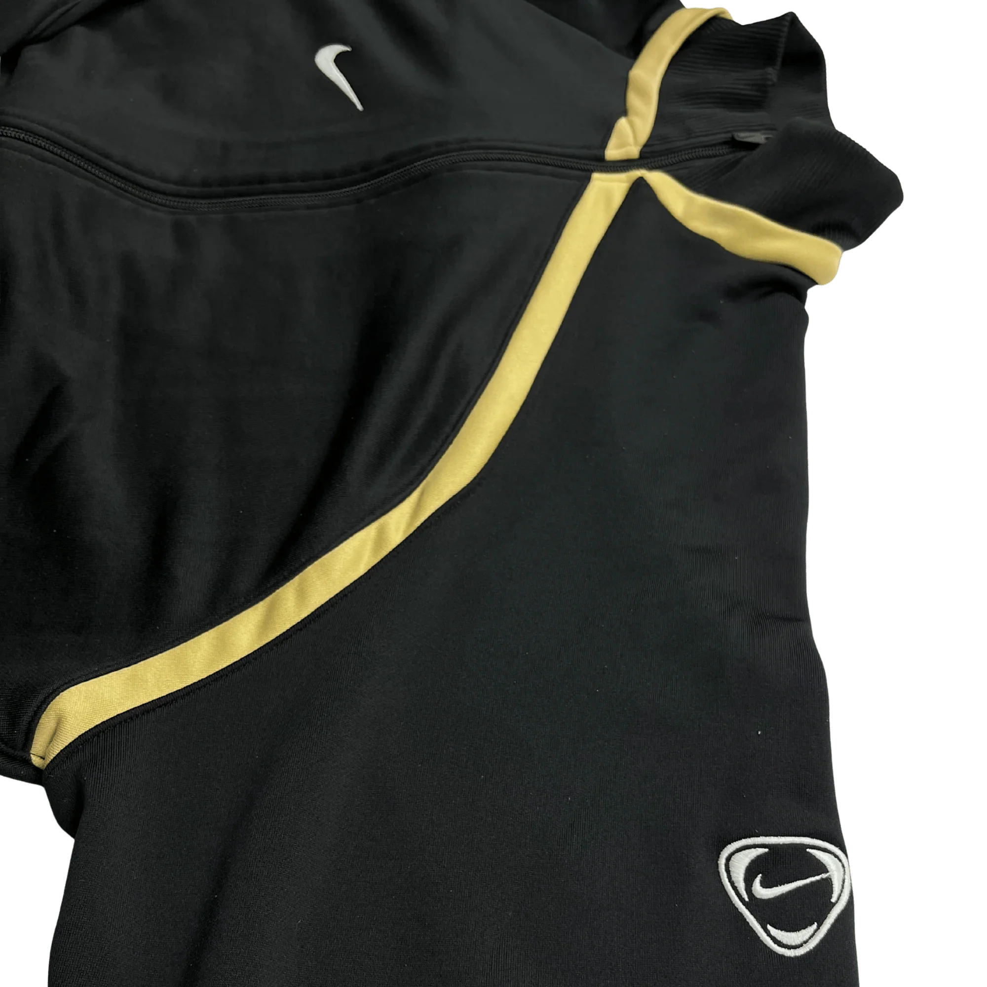 Nike Vintage Trainingsjacke oversize schwarz von Kickvault mit gelben Details und Reißverschluss