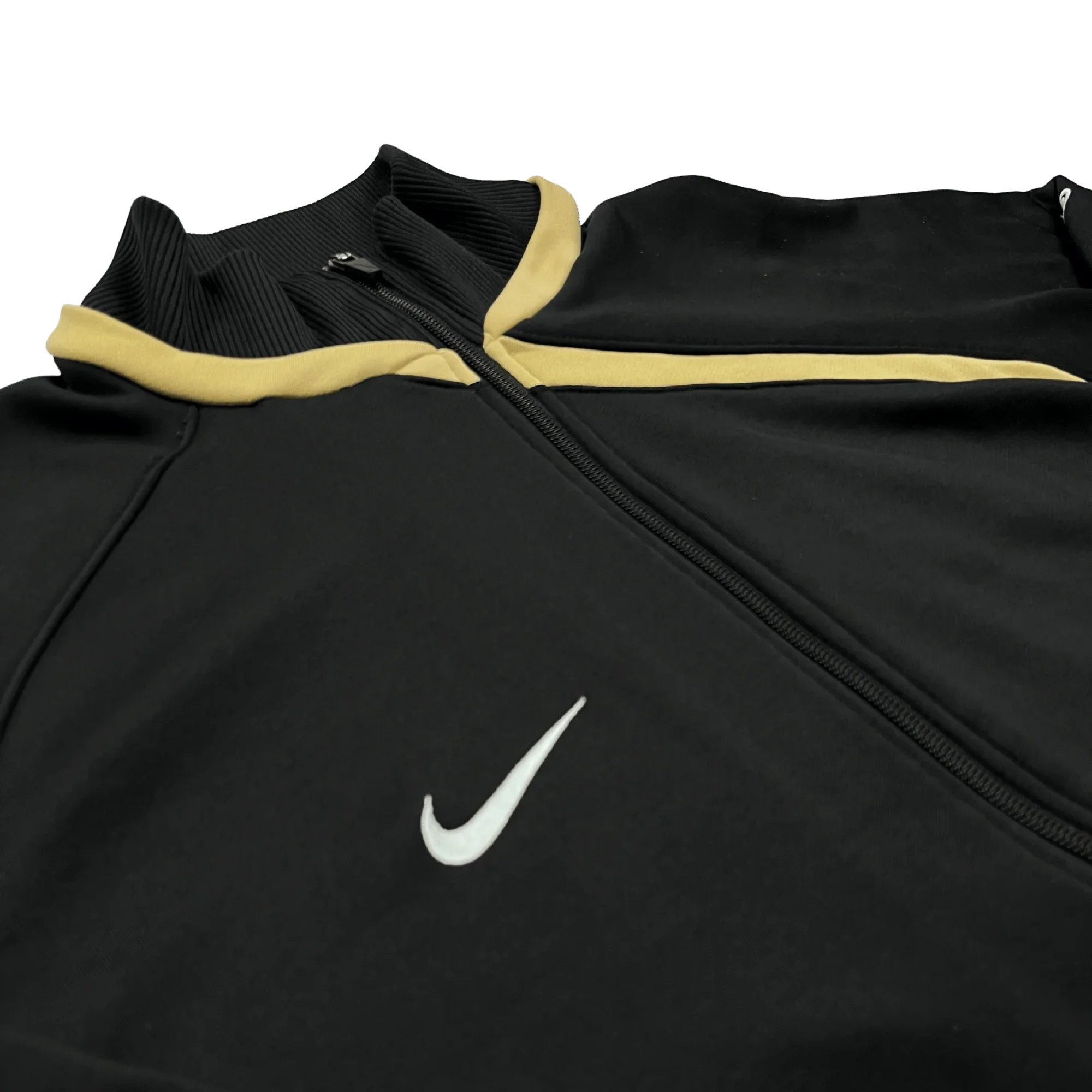 Nike Vintage Trainingsjacke oversize schwarz mit Reißverschluss und weißen Swoosh-Logo