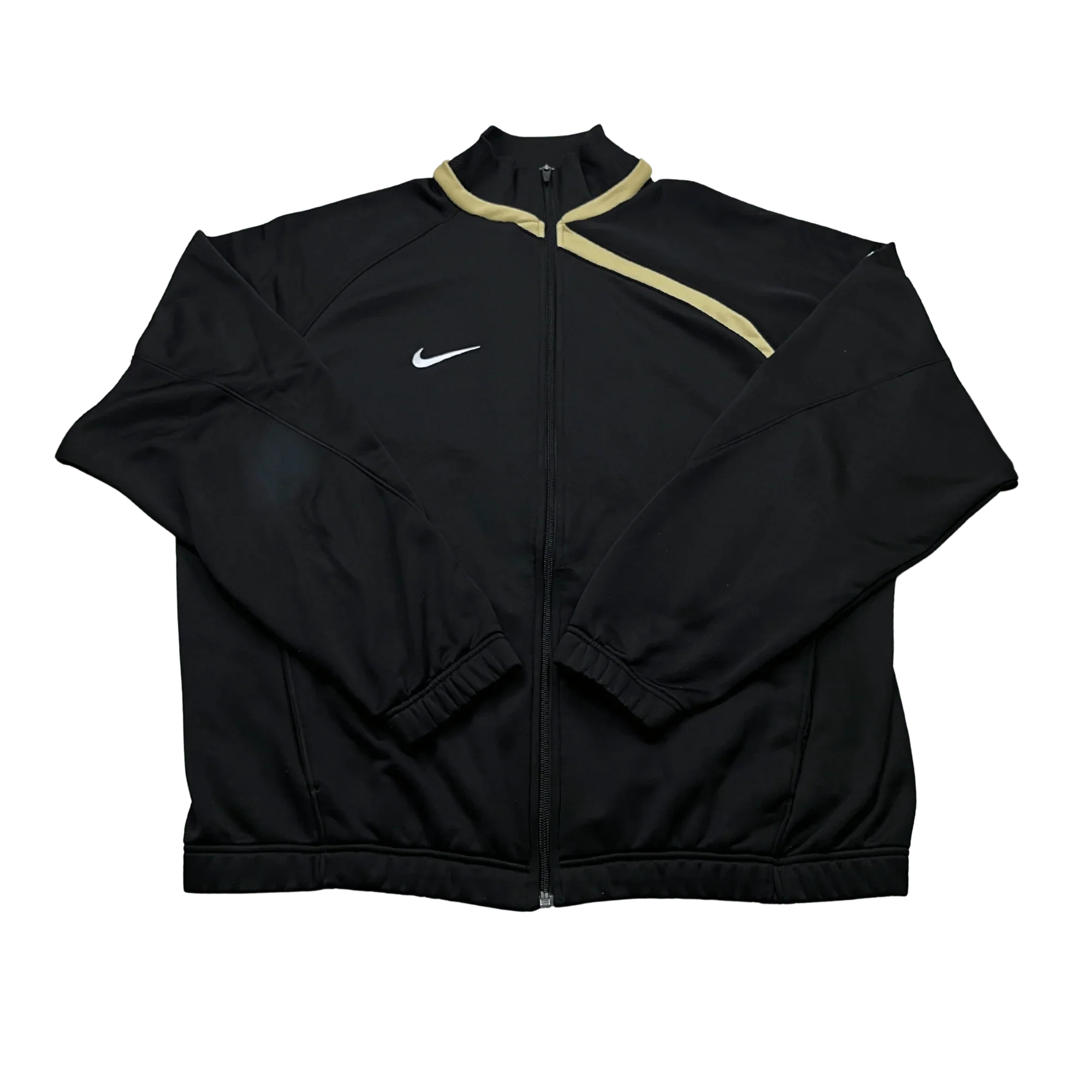 Nike Vintage Trainingsjacke oversize schwarz von Kickvault mit weißem Nike Logo und Reißverschluss