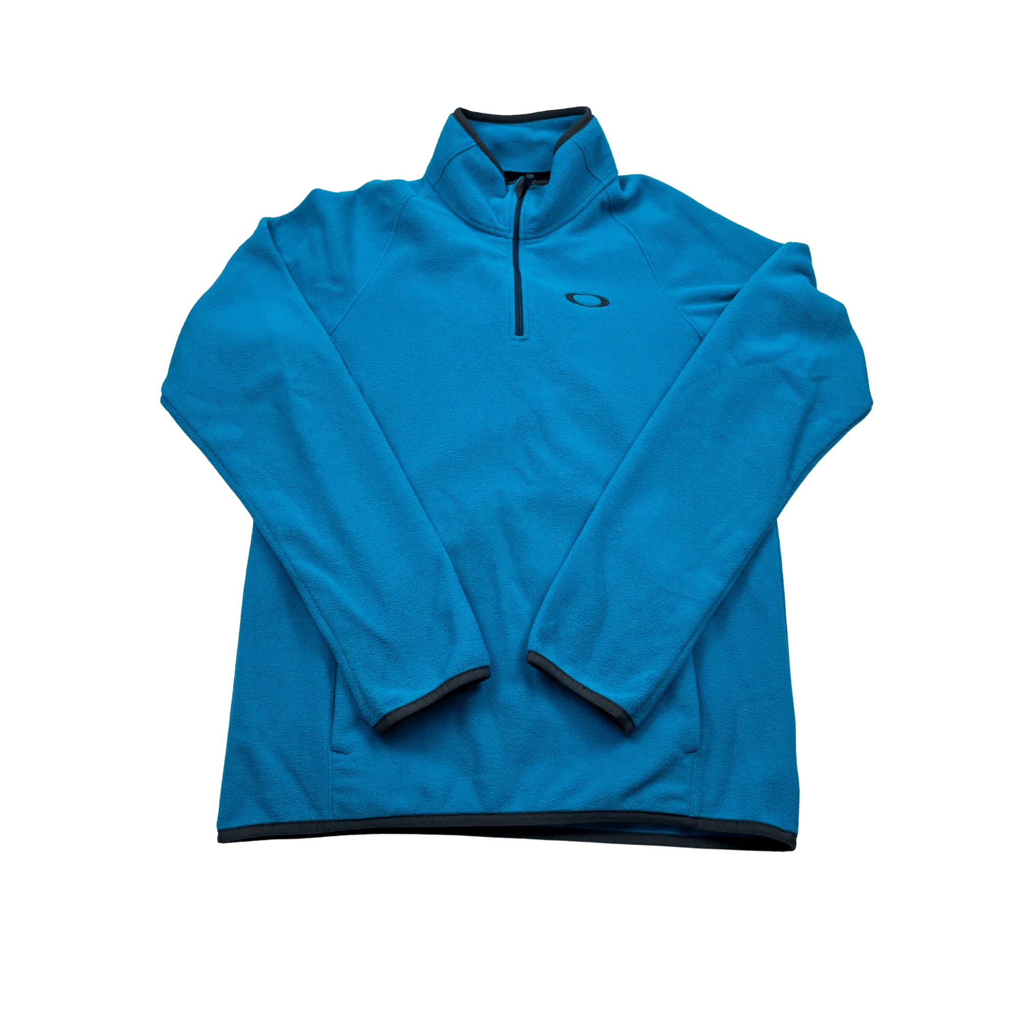 Oakley Hoodie Blau Herren Halfzip in leuchtendem Blau mit Kickvault Logo auf schwarzem Hintergrund