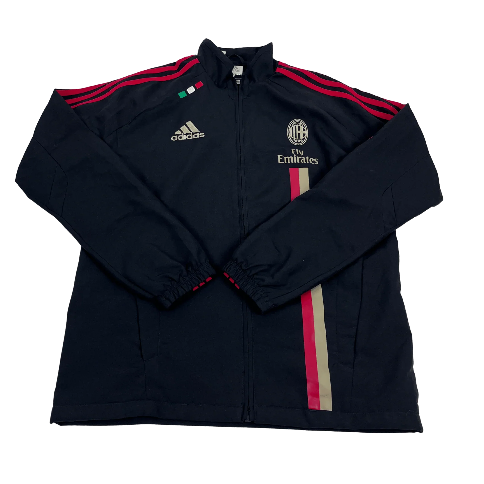 Adidas AC Milan Trainingsanzug Jacke in Schwarz mit roten Streifen und AC Milan Logo von Kickvault