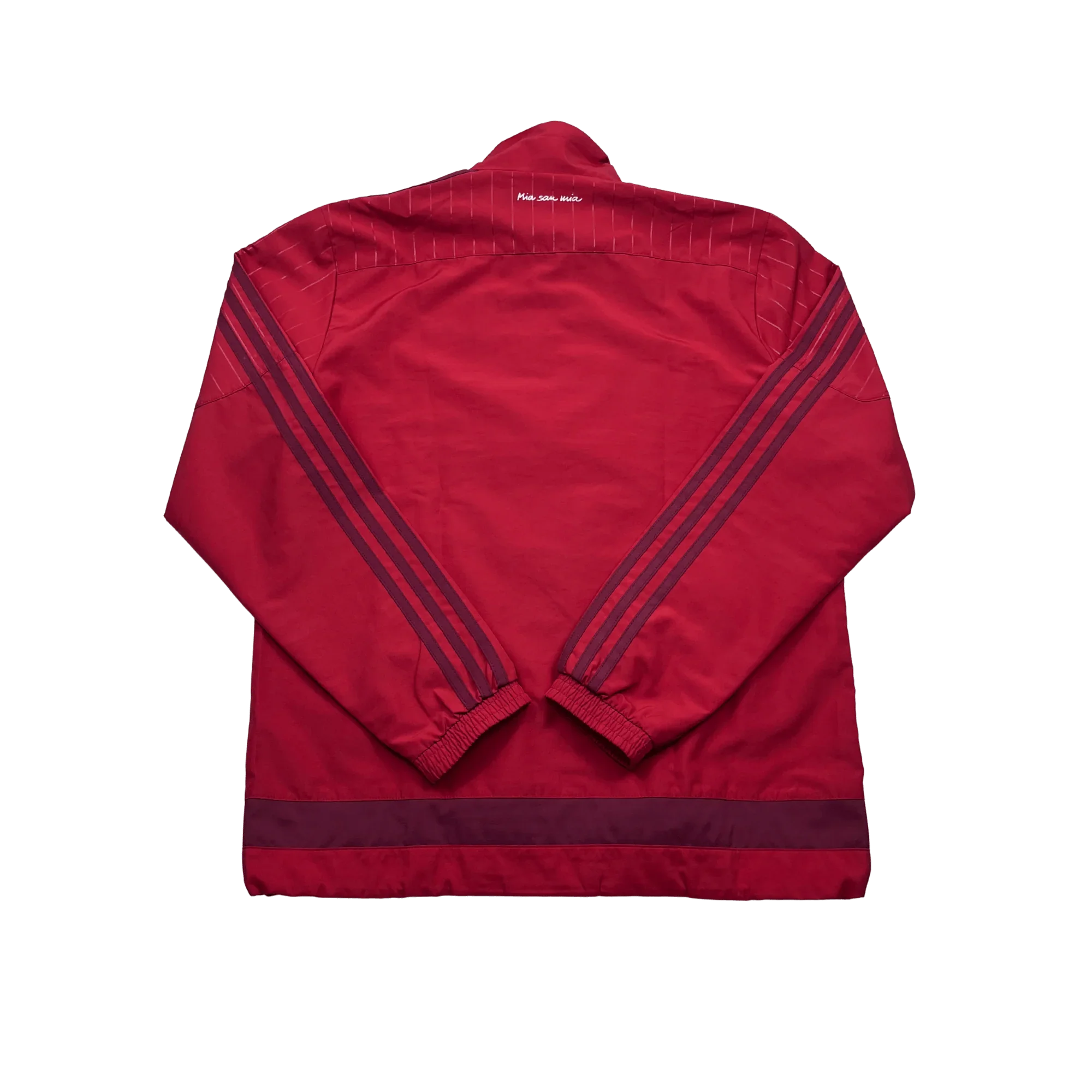 Kickvault Bayern München Trainingsjacke vintage in Rot mit dunkelroten Streifen auf Ärmeln und Bündchen