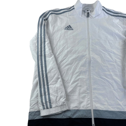 Adidas Track Jacket vintage jacke weiß 90er baggy trainingsfit mit kontrastierenden Streifen und Reißverschluss