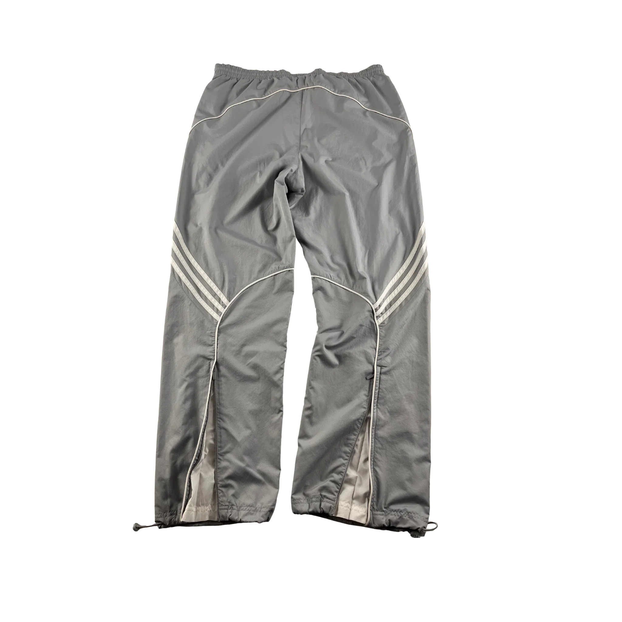 Graue adidas Trackpants Vintage mit weißem Markendesign und elastischem Bund für Komfort