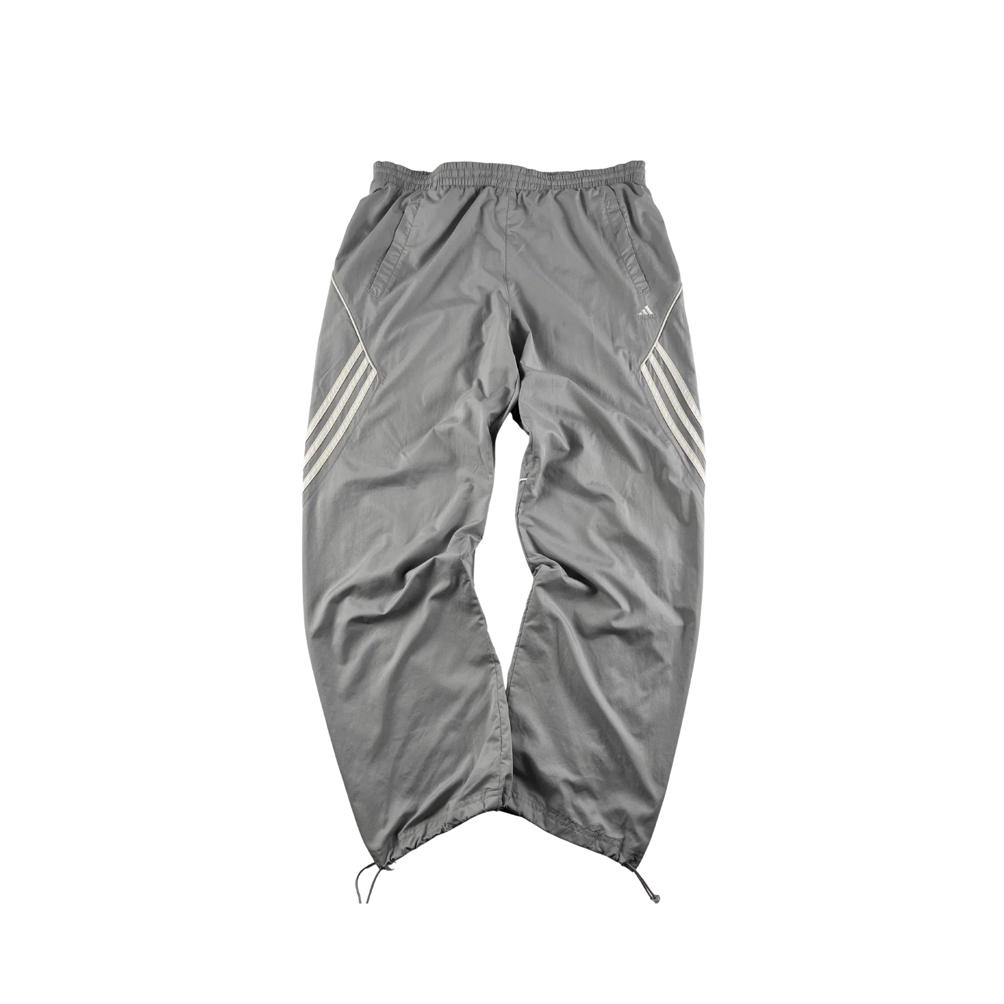 Graue adidas Trackpants Vintage mit elastischem Bund und Streifen an den Seiten