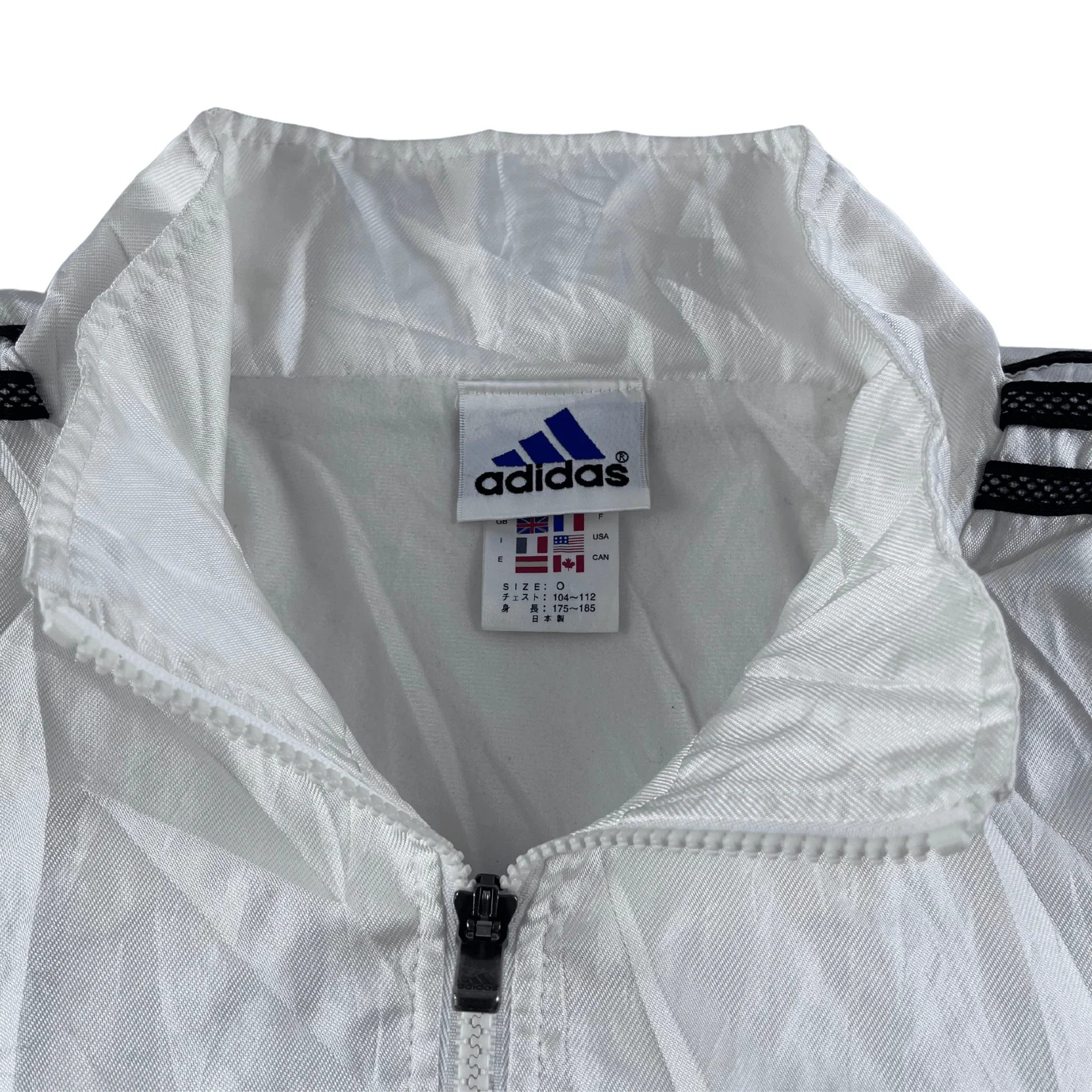 Weiße adidas Trainingsjacke Sommer Weiß mit Reißverschluss und klassischen Streifen am Kragen