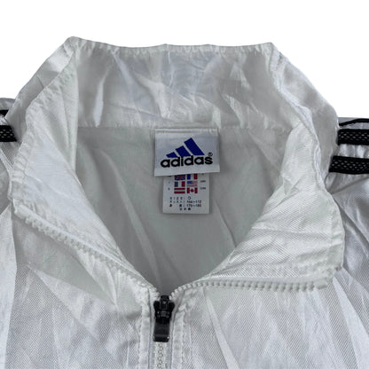Weiße adidas Trainingsjacke Sommer Weiß mit Reißverschluss und klassischen Streifen am Kragen