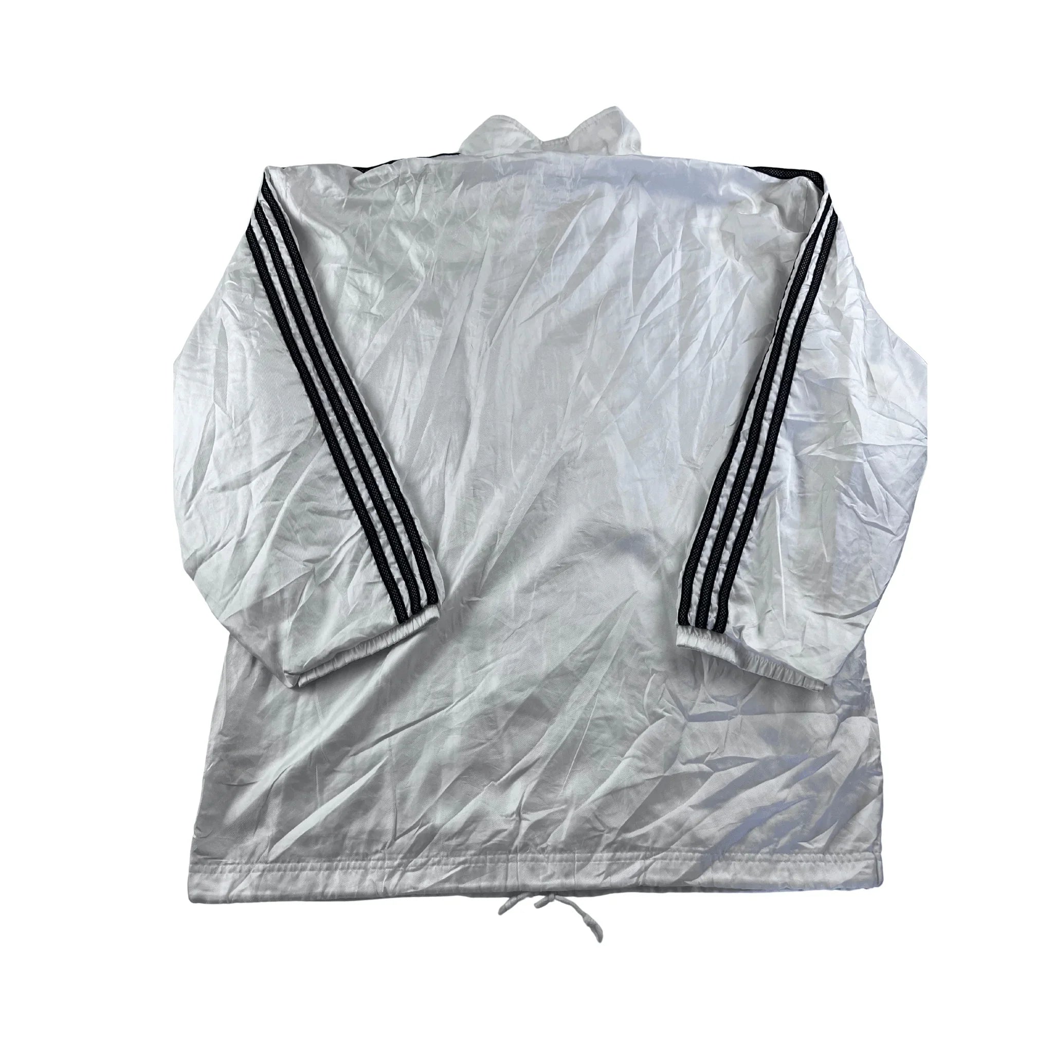 Weiße adidas Trainingsjacke Sommer Weiß mit schwarzem Streifenmuster auf den Ärmeln