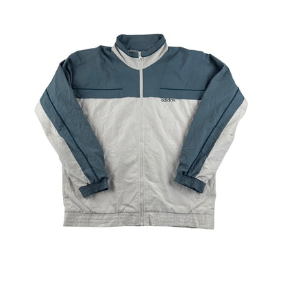 Adidas Trainingsjacke Vintage 2000er in grau und blau mit Reißverschluss und klassischem Schnitt