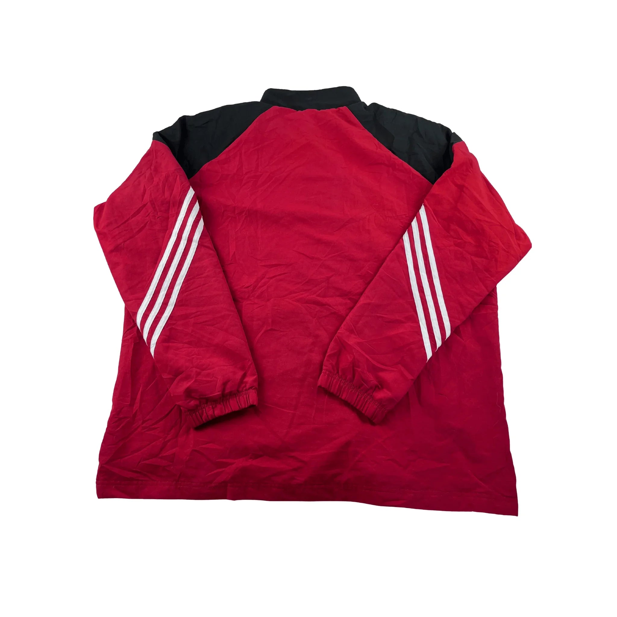 Adidas Trainingsjacke Vintage 2000er rot schwarz weiße streifen mit langem Ärmel und elastischem Bund