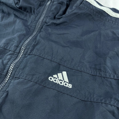 Adidas trainingsjacke vintage Jacke Blau mit weißem Logo und Reißverschluss aus leichtem Material
