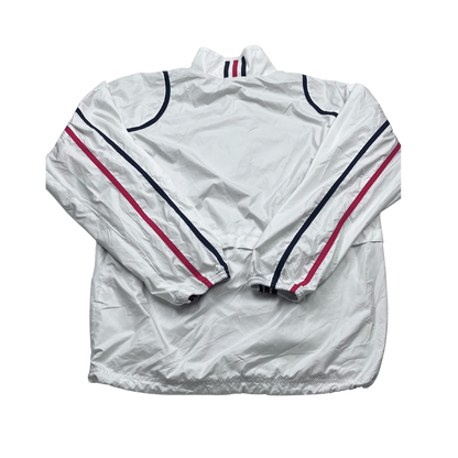 Weiß adidas trainingsjacke vintage mit roten und blauen Streifen auf den Ärmeln von Kickvault