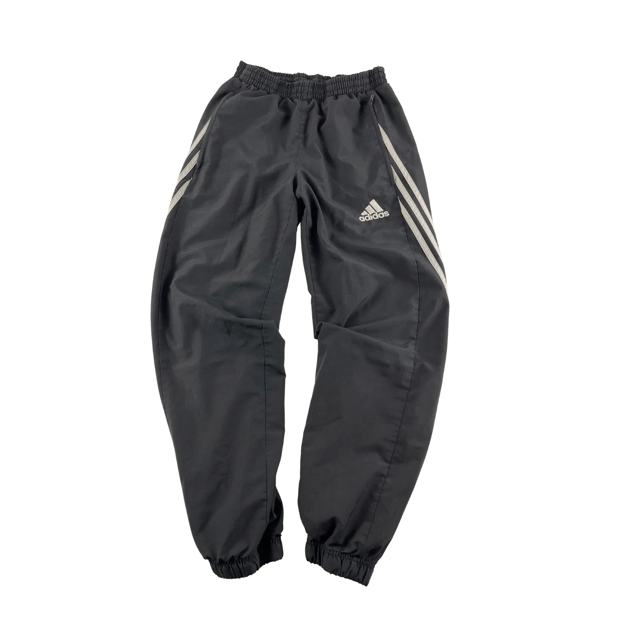 Adidas vintage trackpants classic baggy fit schwarz von Kickvault mit elastischem Bund und seitlichen Streifen