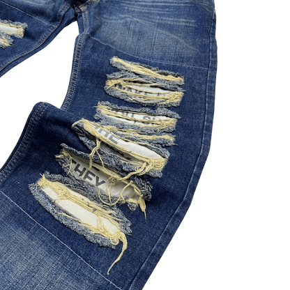 Kickvault Dolce & Gabbana Jeans Vintage Ripped in Blau mit ausgefransten, zerrissenen Partien und Vintage-Look