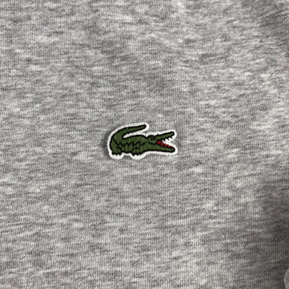 Grauer Lacoste Hoodie mit grünem Krokodil-Logo Lacoste Crewneck Pullover Vintage