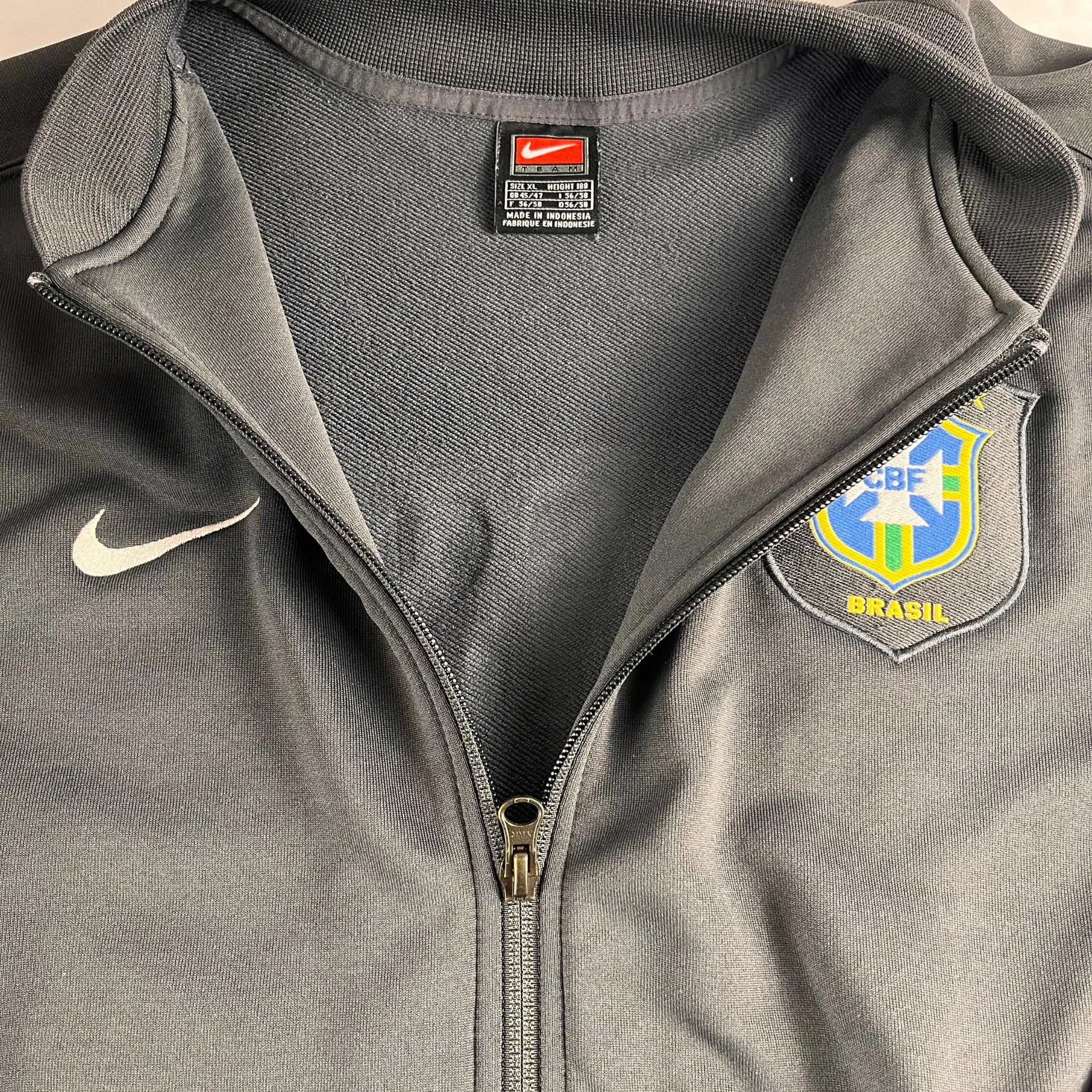 Nike Brasilien Trainingsjacke Vintage Official Teamwear in Grau mit Reißverschluss und Brasilienlogo