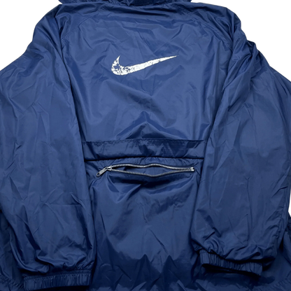 Dunkelblaue originale Nike Track Jacket kaufen mit gestreiftem Reißverschluss und weißem Swoosh-Logo