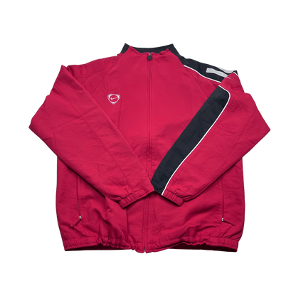 Kickvault Nike Track Jacket 90er in Rot mit Reißverschluss und schwarzen Ärmeln im Retro-Stil