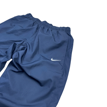 Nike Trackpants Vintage Blau Baggy Offenes Bein mit elastischem Bund und weißem Nike Logo