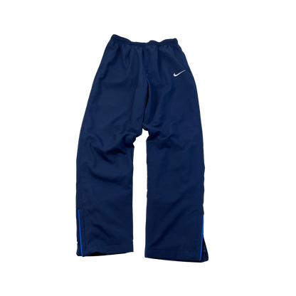 Blaue Nike Trackpants Vintage von Kickvault mit elastischem Bund und seitlichen Reißverschlüssen