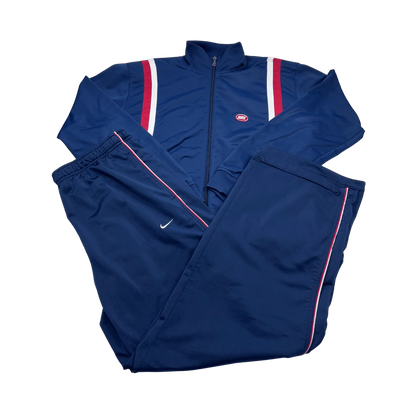Kickvault Nike Trainingsanzug Vintage in Marineblau mit roten und weißen Streifen und Reißverschlussjacke