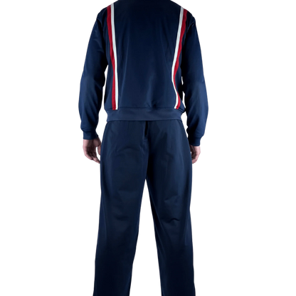 Nike Trainingsanzug Vintage in Dunkelblau mit roten und weißen Streifen, Rückansicht