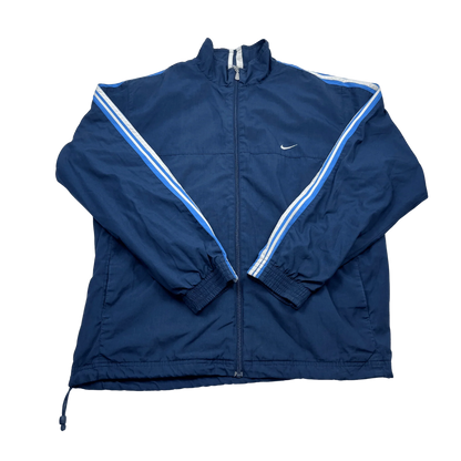 Kickvault Nike Trainingsjacke Vintage in Navyblau mit weißen Streifen und Reißverschluss