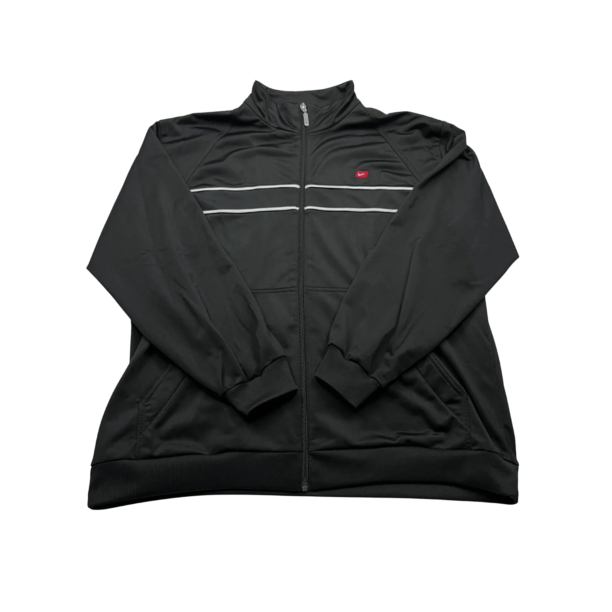 Nike Trainingsjacke Vintage Schwarz von Kickvault mit weißem Streifendesign und Reißverschluss