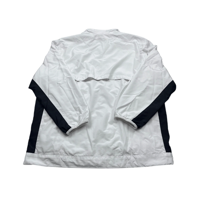 Kickvault weiße Nike Trainingsjacke Vintage mit schwarzen Ärmeln und elastischen Bündchen