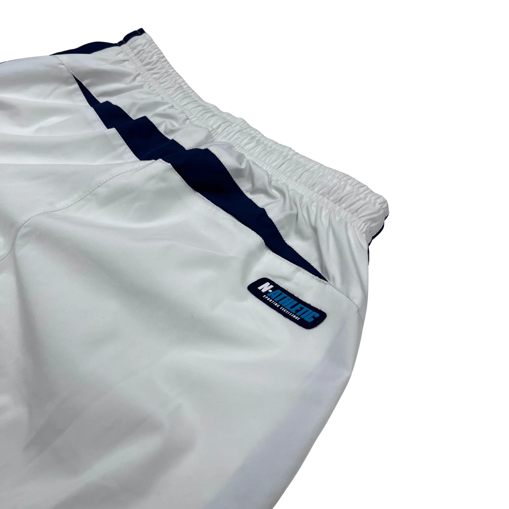 Kickvault Vintage Nike Trackpants weiß mit elastischem Bund und blauem Streifendesign