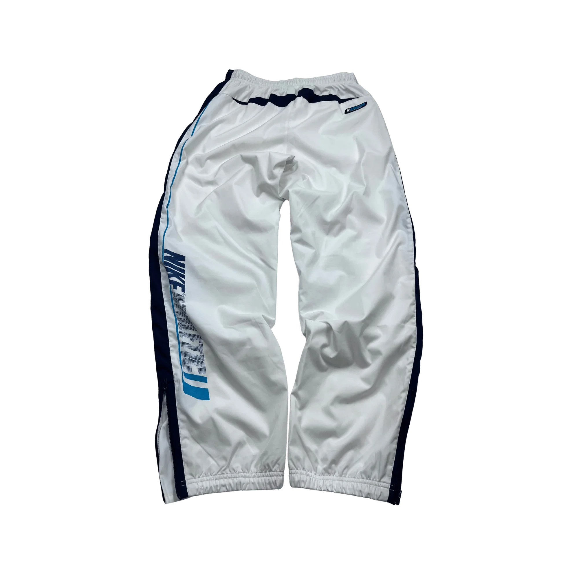 Vintage Nike Trackpants weiß von Kickvault mit elastischem Bund und seitlichem Logo-Print