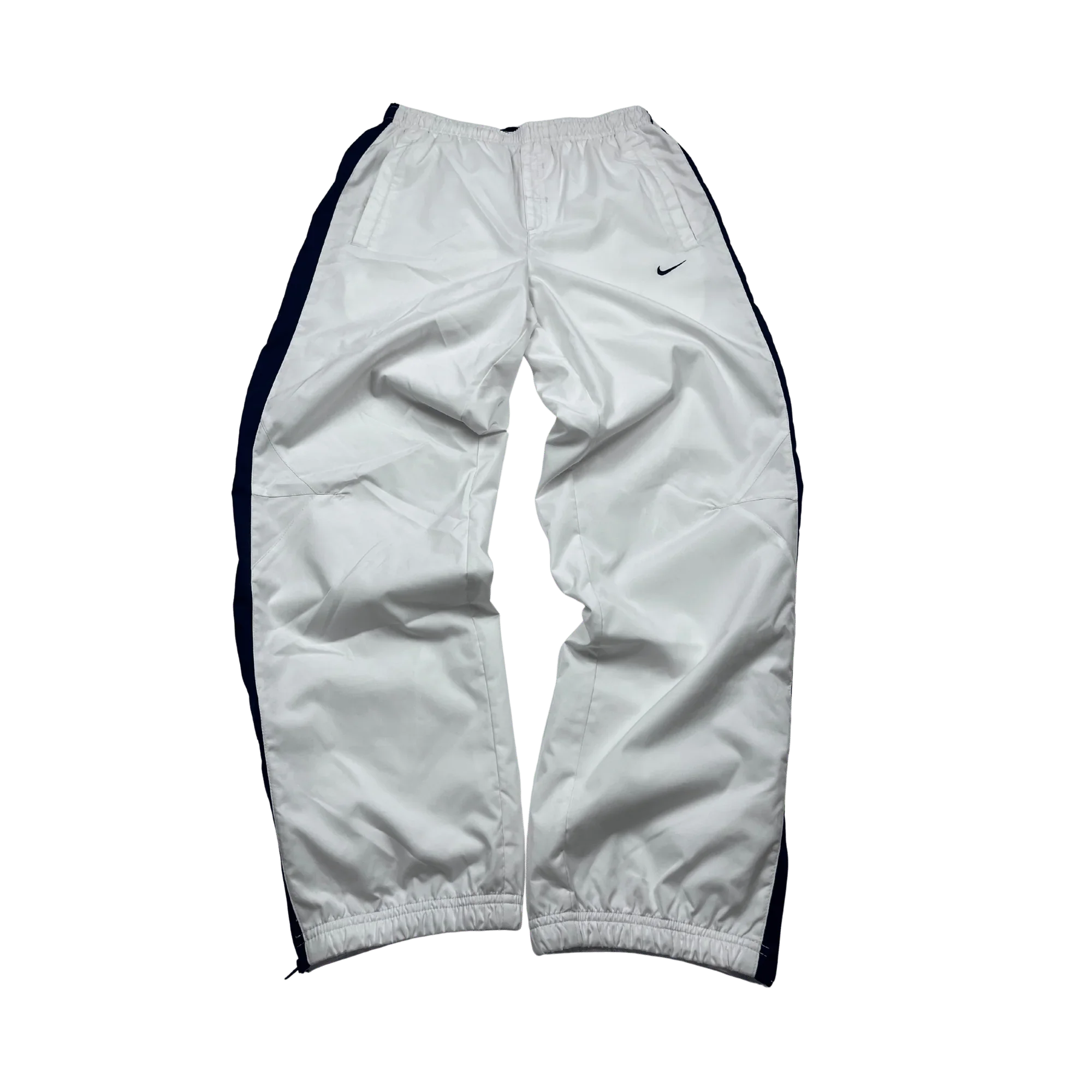 Vintage Nike Trackpants weiß von Kickvault mit elastischem Bund und Seitentaschen in weiß